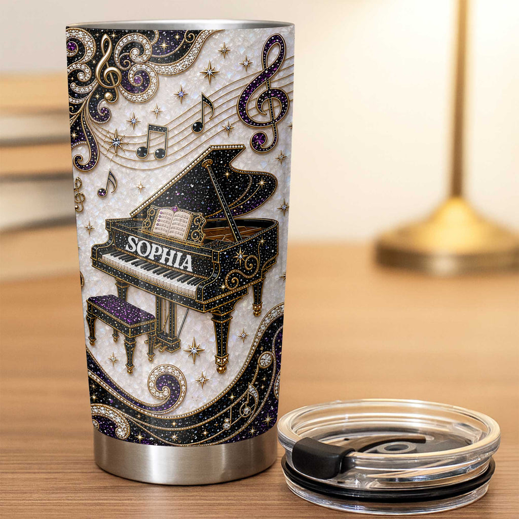 Personalized Stainless Steel Tumbler Custom Music Notes Gift for Music Lover Tumbler GradoCreations