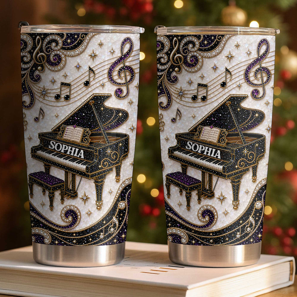 Personalized Stainless Steel Tumbler Custom Music Notes Gift for Music Lover Tumbler GradoCreations
