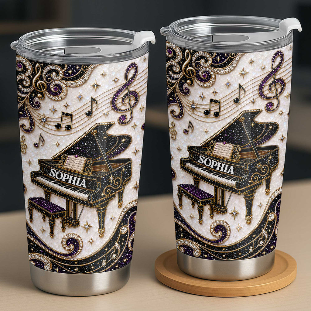 Personalized Stainless Steel Tumbler Custom Music Notes Gift for Music Lover Tumbler GradoCreations
