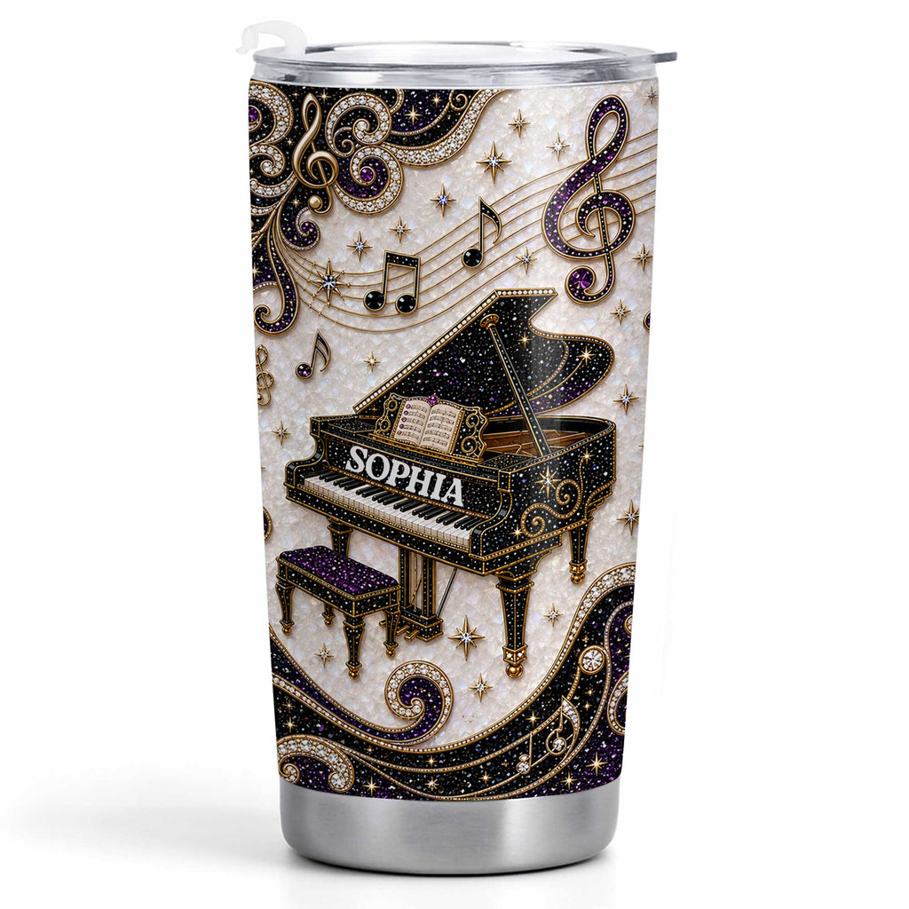 Personalized Stainless Steel Tumbler Custom Music Notes Gift for Music Lover Tumbler GradoCreations