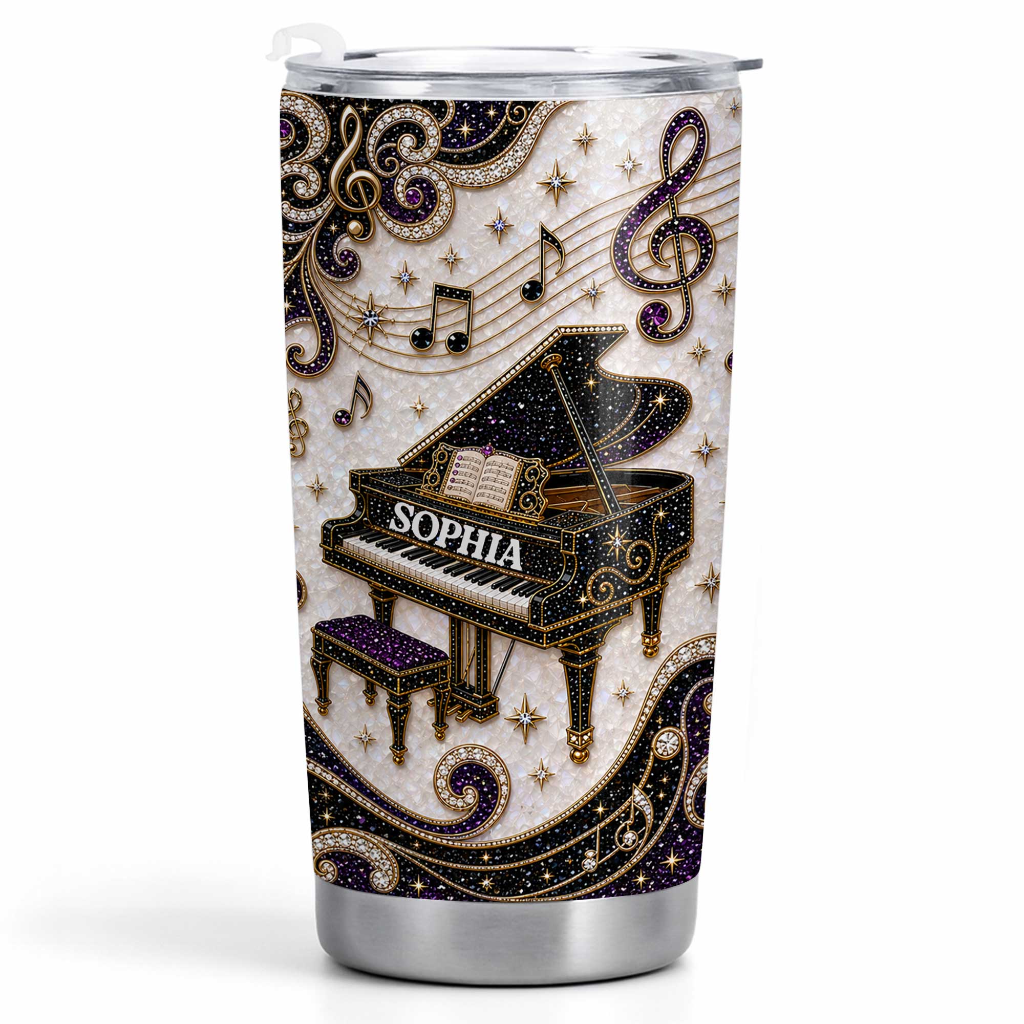 Personalized Stainless Steel Tumbler Custom Music Notes Gift for Music Lover Tumbler GradoCreations