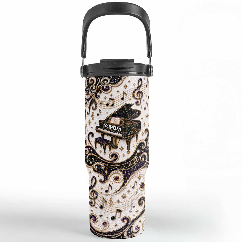 Personalized Music Themed 30oz Tumbler with Handle Gift for Music Lovers