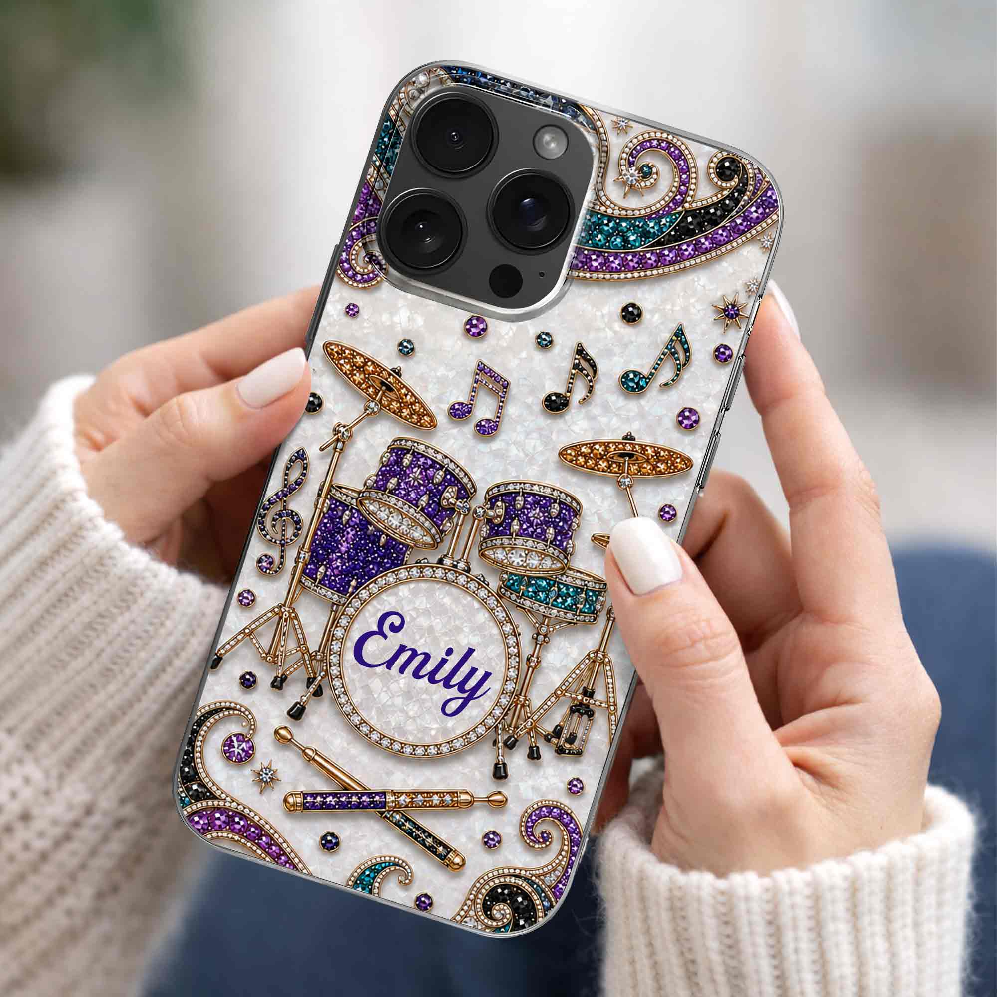Personalized Clear Phone Case for Music Lovers Custom Name Gift Clear Phone Case GradoCreations