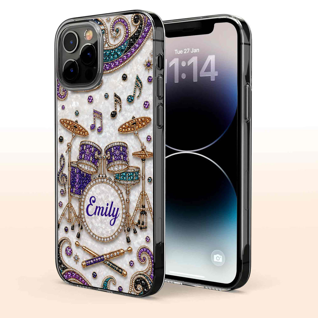 Personalized Clear Phone Case for Music Lovers Custom Name Gift Clear Phone Case GradoCreations