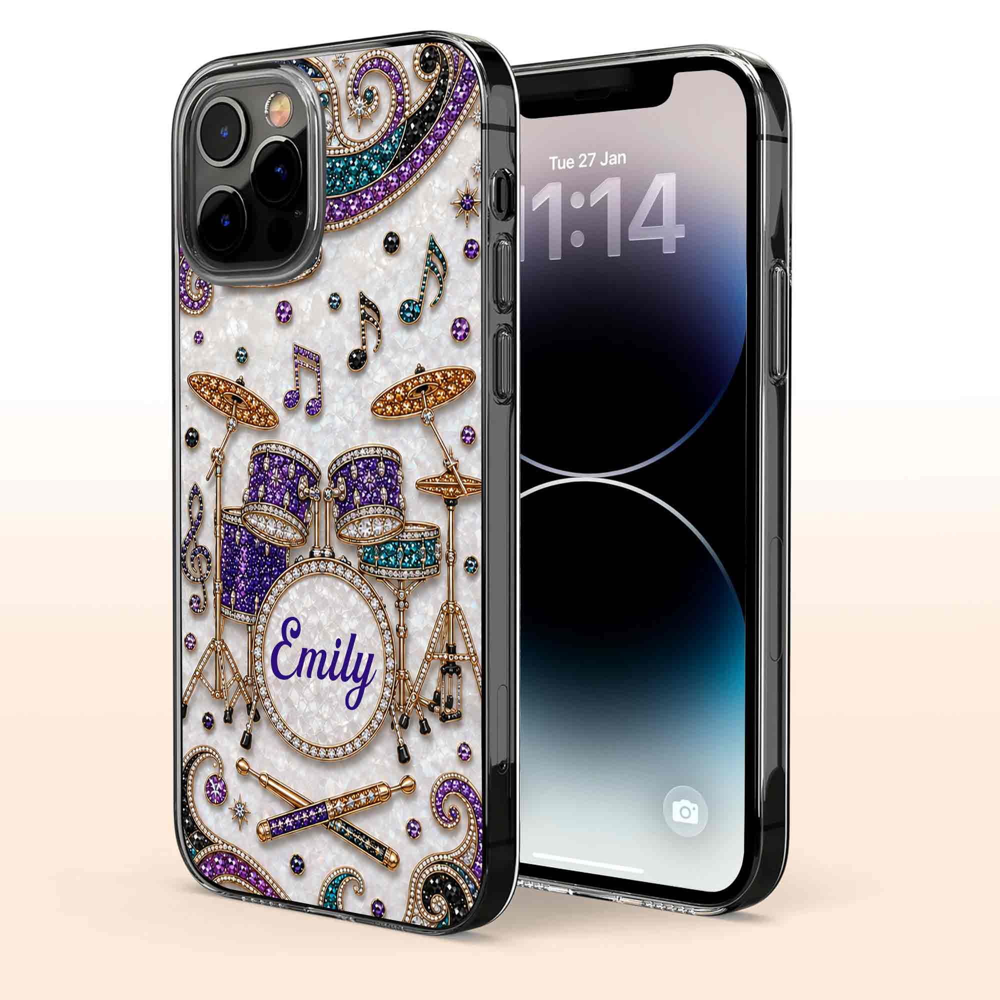 Personalized Clear Phone Case for Music Lovers Custom Name Gift Clear Phone Case GradoCreations