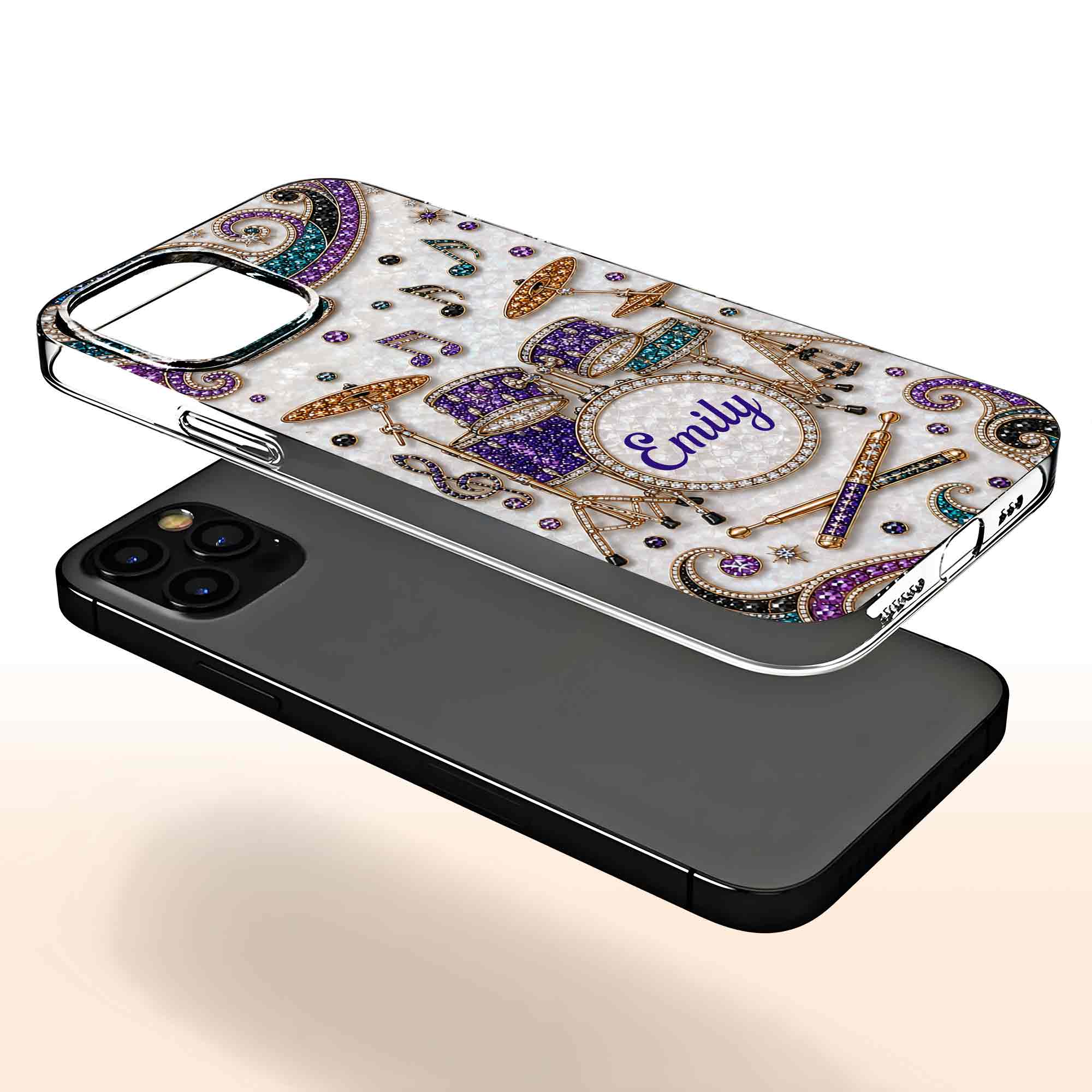 Personalized Clear Phone Case for Music Lovers Custom Name Gift Clear Phone Case GradoCreations