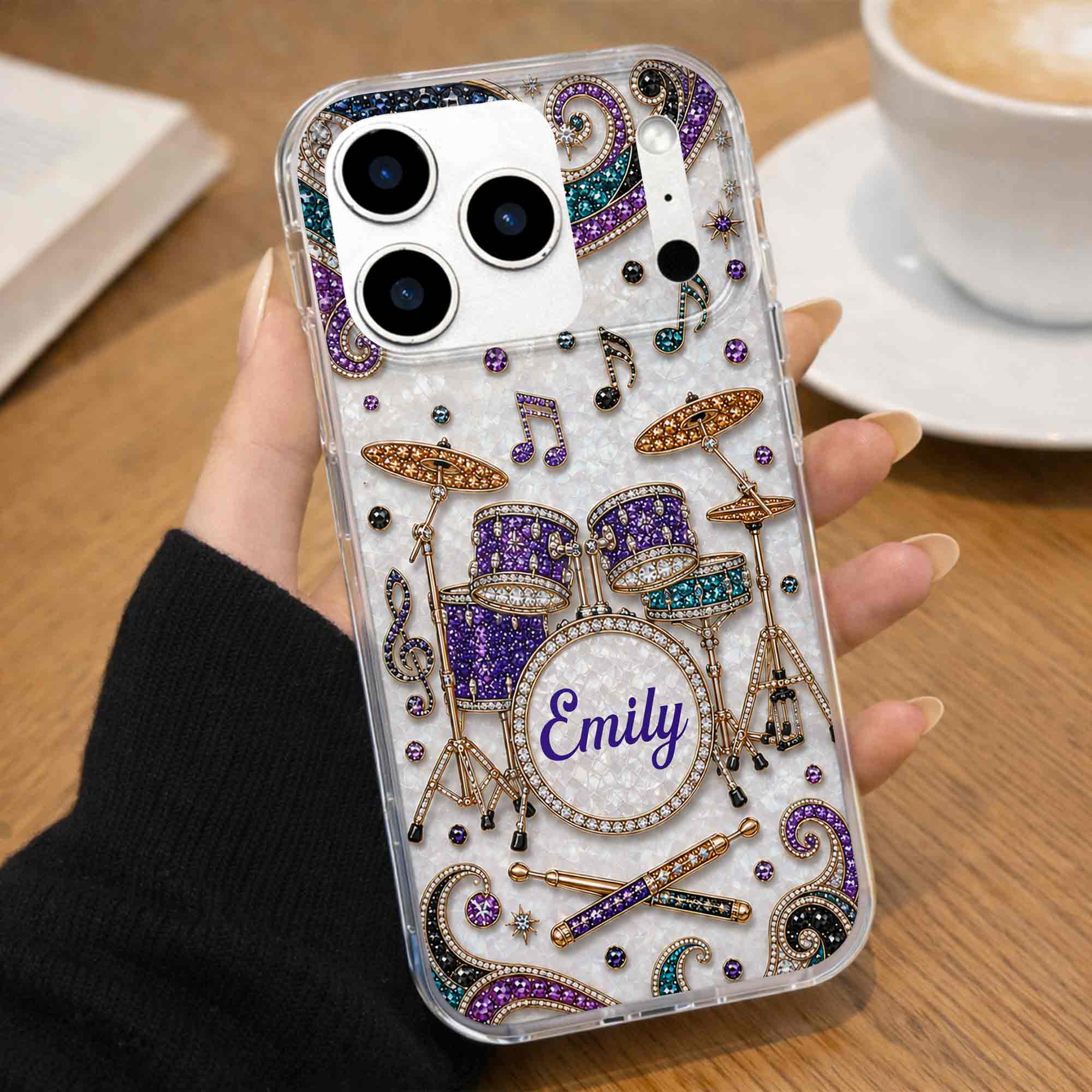 Personalized Clear Phone Case for Music Lovers Custom Name Gift Clear Phone Case GradoCreations