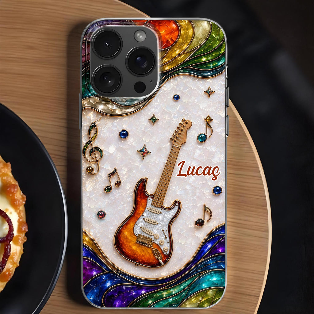 Personalized Clear Phone Case Custom Name Music Gift for Him Clear Phone Case GradoCreations