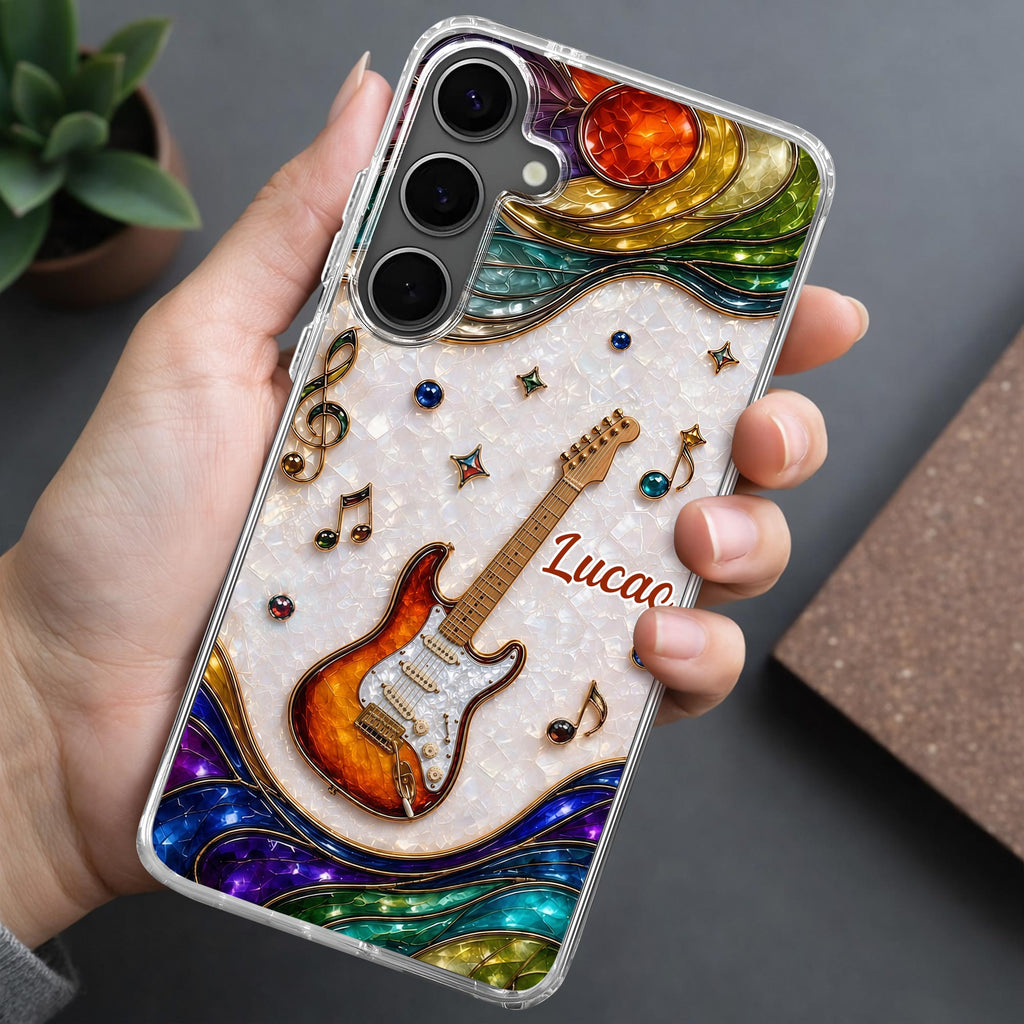 Personalized Clear Phone Case Custom Name Music Gift for Him Clear Phone Case GradoCreations