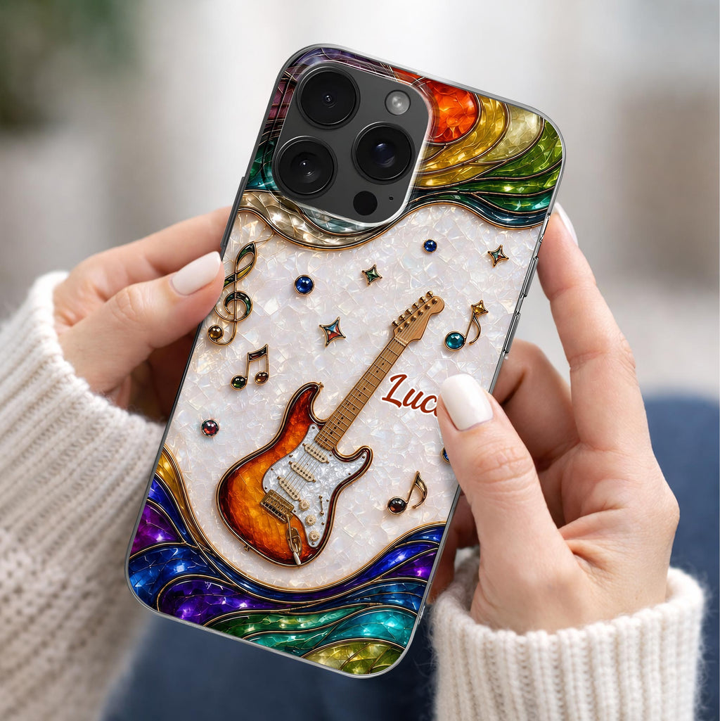 Personalized Clear Phone Case Custom Name Music Gift for Him Clear Phone Case GradoCreations