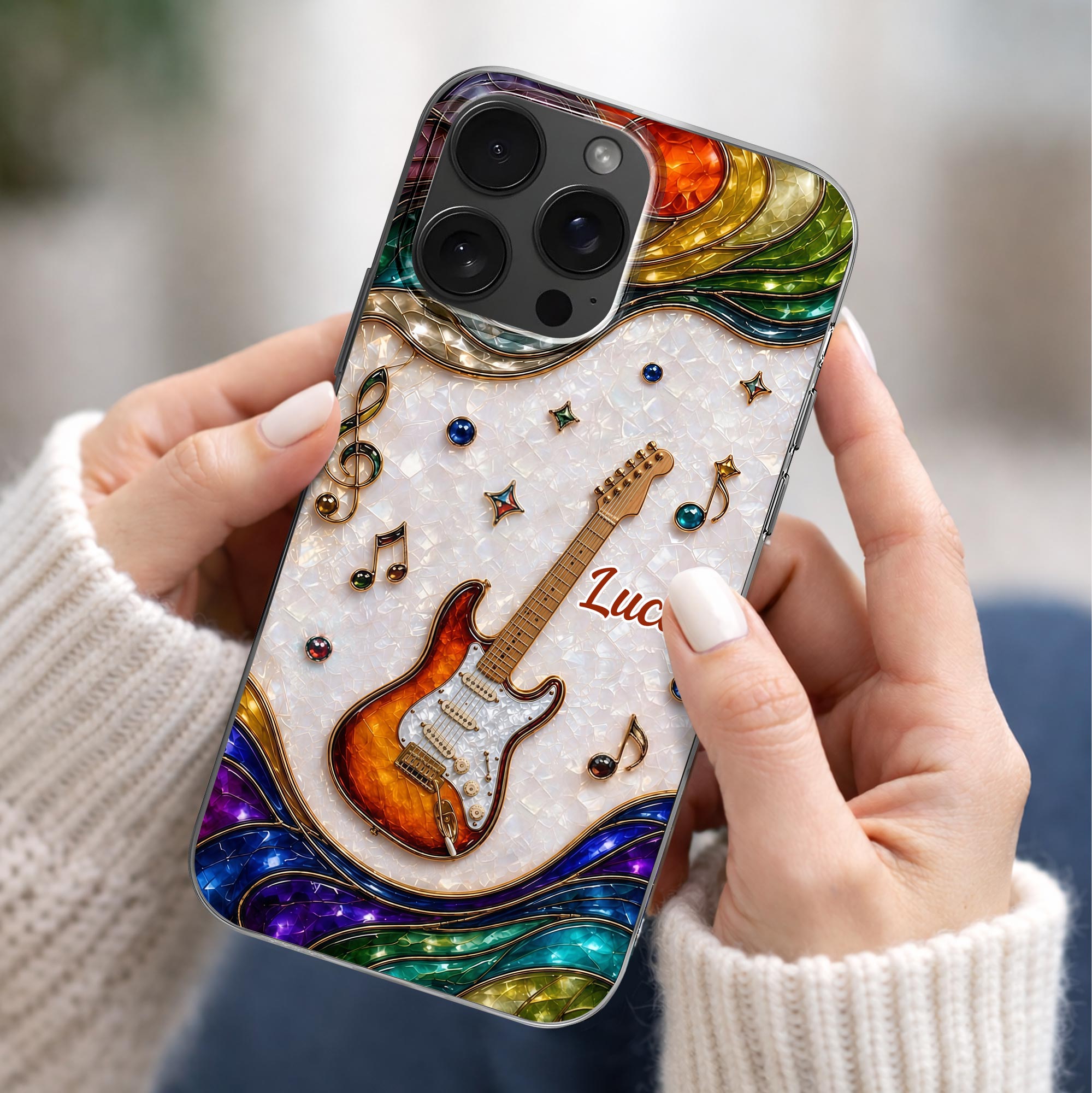 Personalized Clear Phone Case Custom Name Music Gift for Him Clear Phone Case GradoCreations
