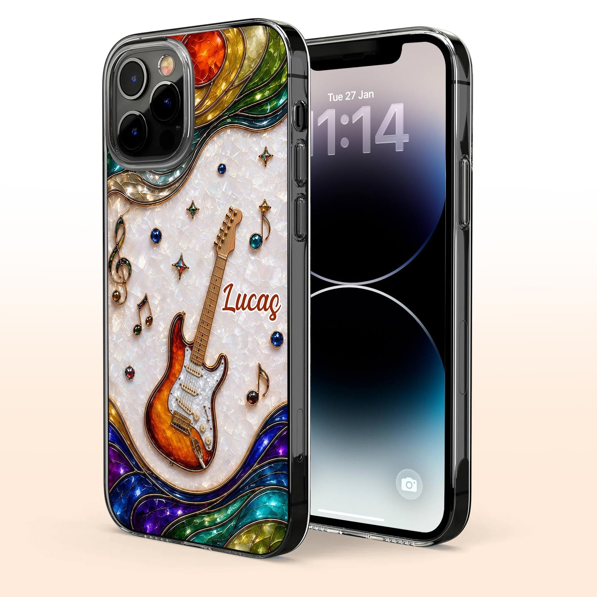 Personalized Clear Phone Case Custom Name Music Gift for Him Clear Phone Case GradoCreations