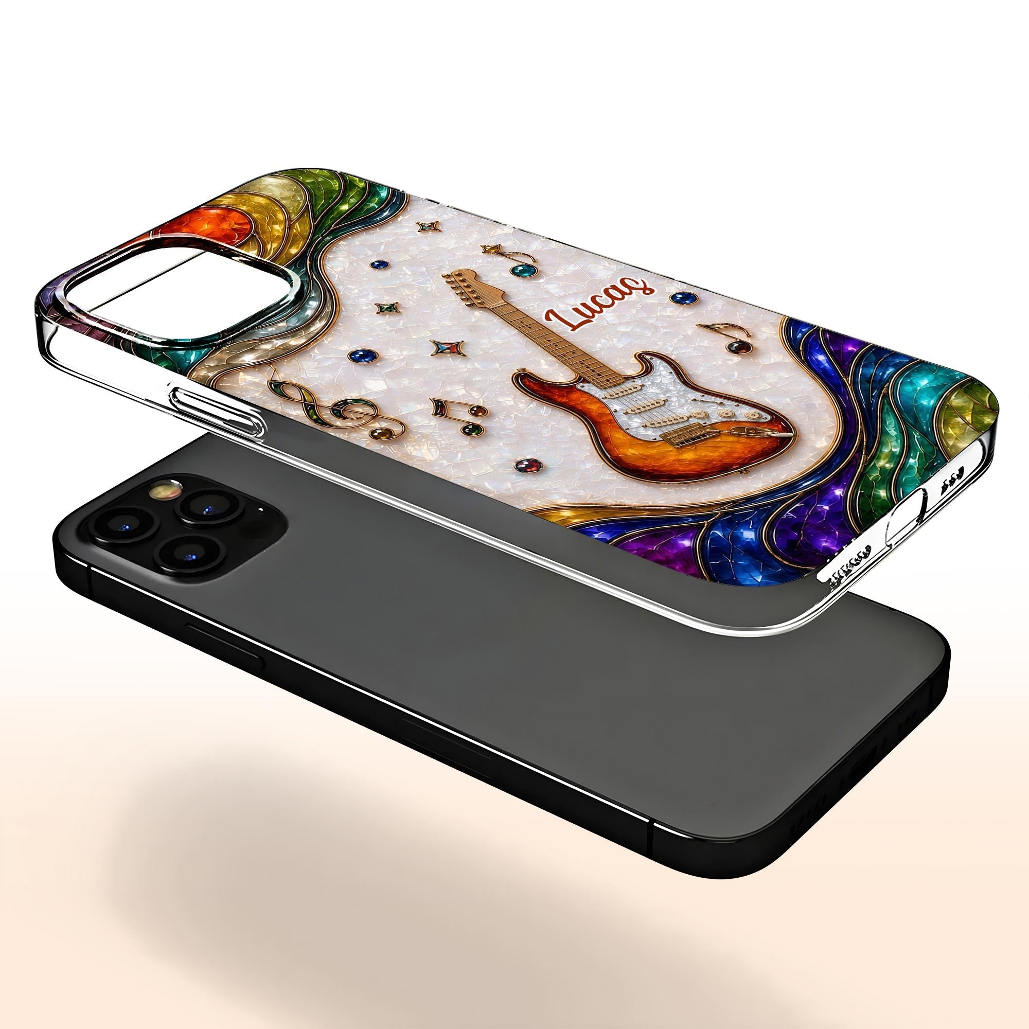 Personalized Clear Phone Case Custom Name Music Gift for Him Clear Phone Case GradoCreations