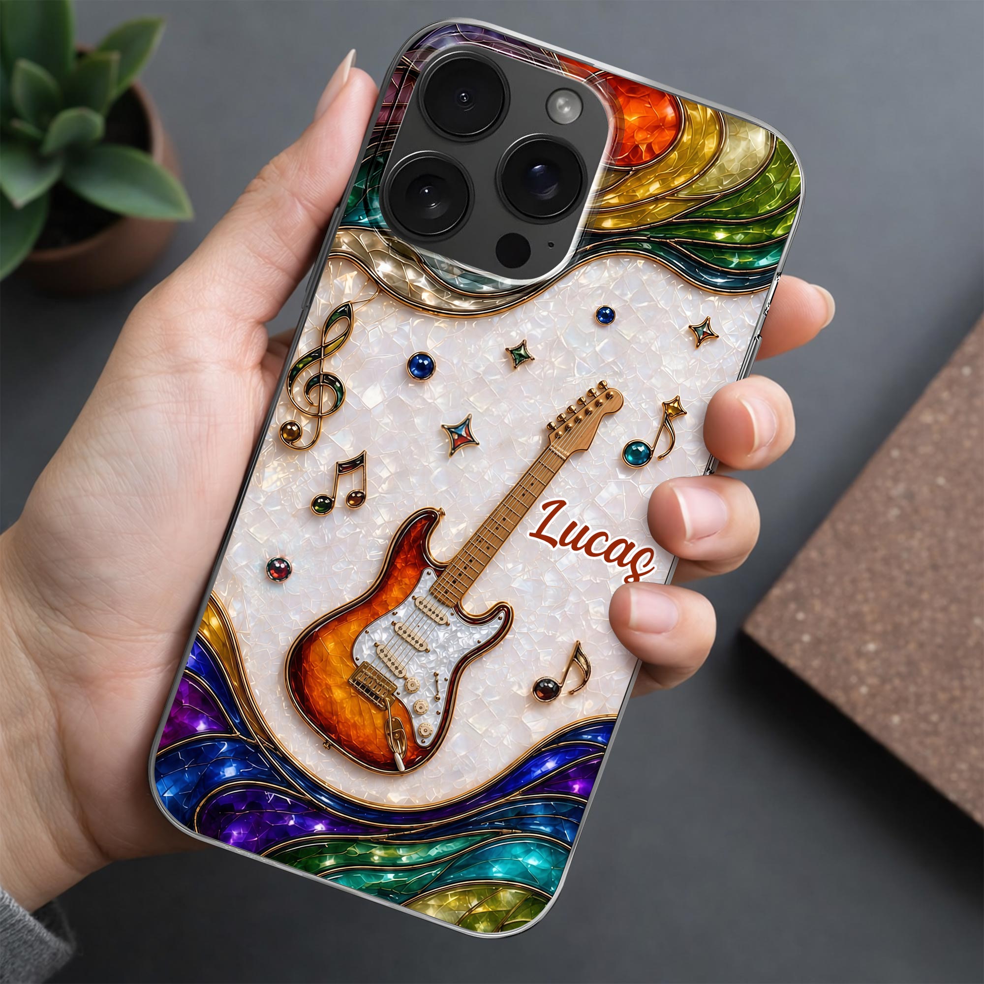 Personalized Clear Phone Case Custom Name Music Gift for Him Clear Phone Case GradoCreations