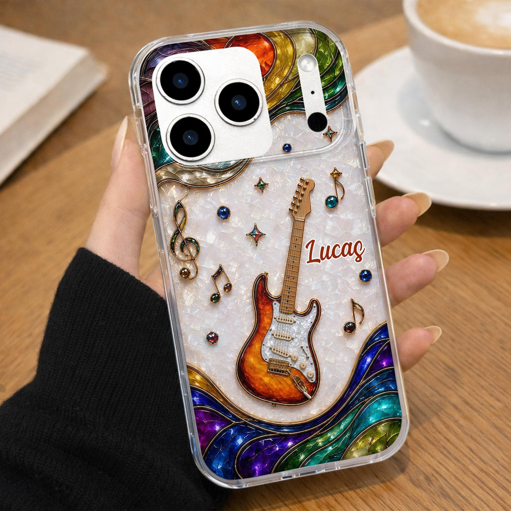 Personalized Clear Phone Case Custom Name Music Gift for Him Clear Phone Case GradoCreations