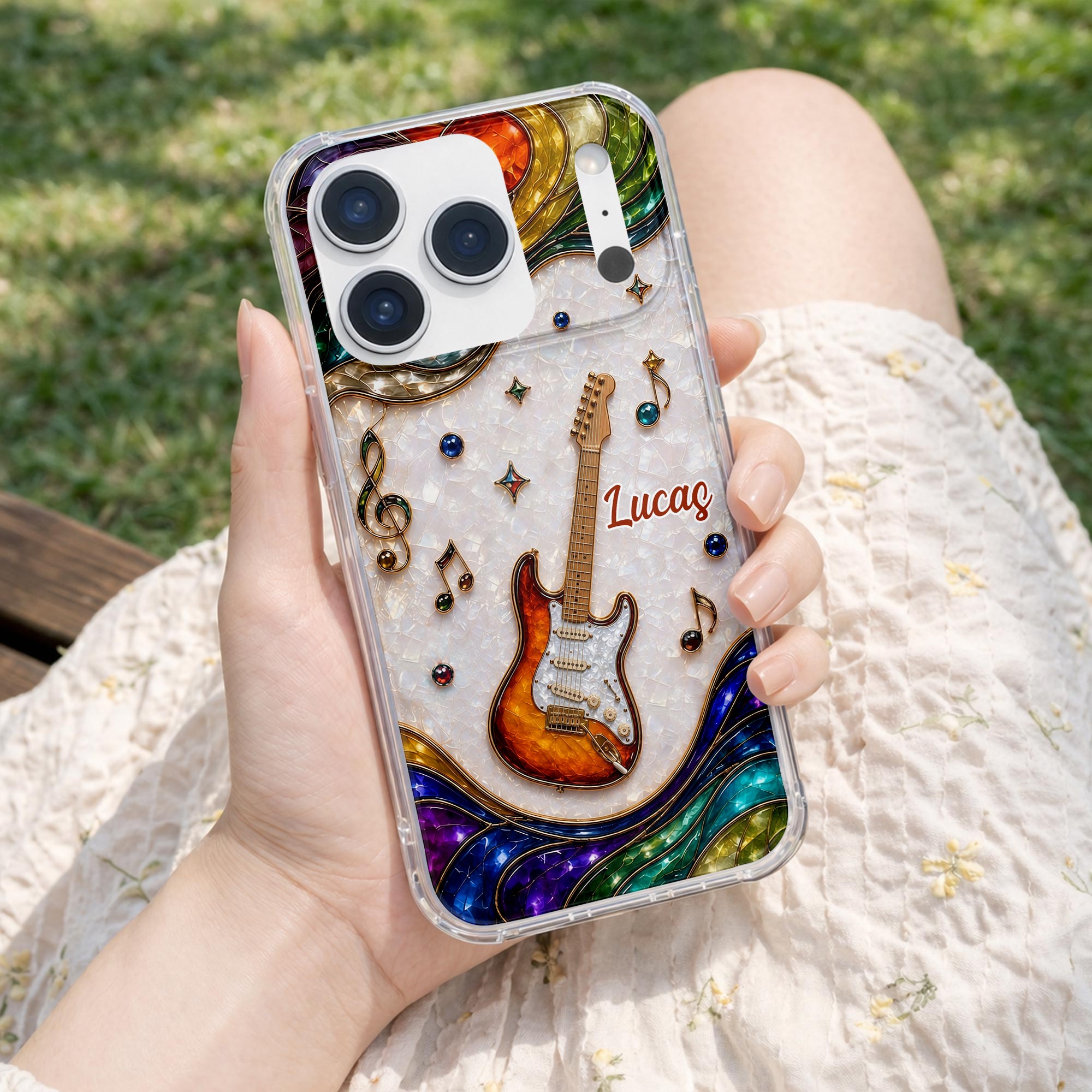 Personalized Clear Phone Case Custom Name Music Gift for Him Clear Phone Case GradoCreations