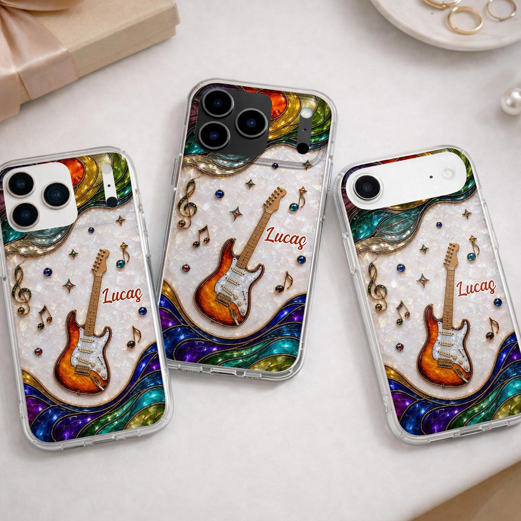 Personalized Clear Phone Case Custom Name Music Gift for Him Clear Phone Case GradoCreations