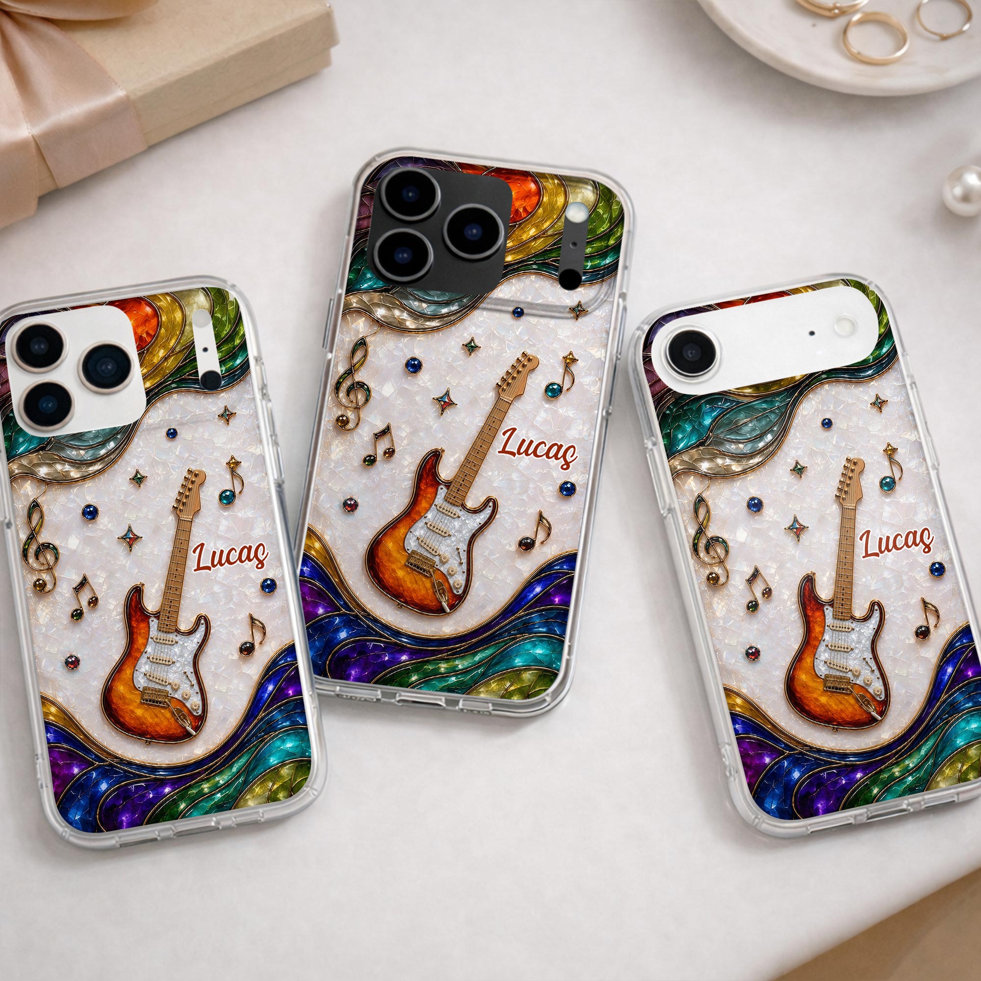 Personalized Clear Phone Case Custom Name Music Gift for Him Clear Phone Case GradoCreations