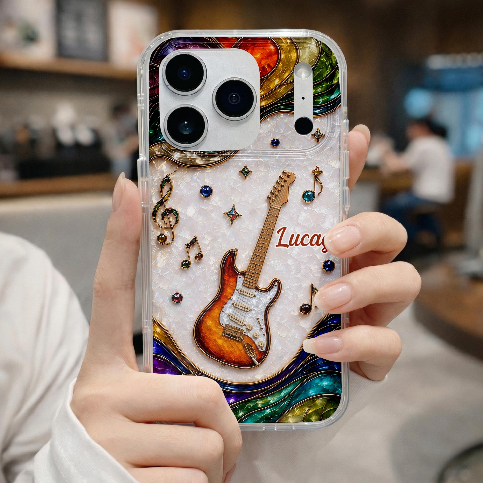 Personalized Clear Phone Case Custom Name Music Gift for Him Clear Phone Case GradoCreations
