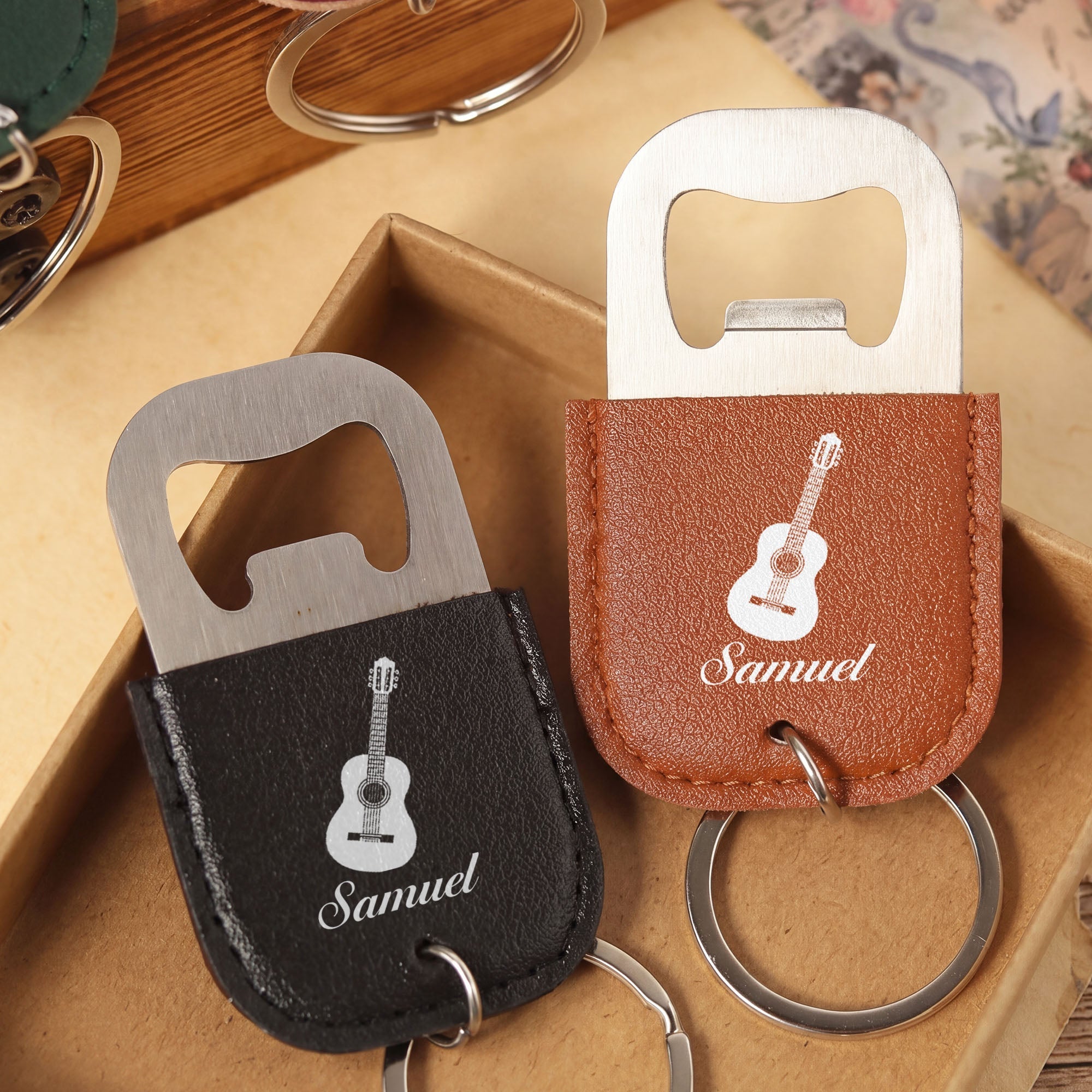 Personalized Leather Bottle Opener Keychain Custom Name Gift for Dad Leather Bottle Opener Keychain GradoCreations