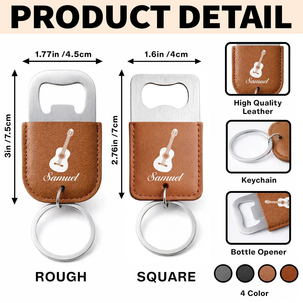 Personalized Leather Bottle Opener Keychain Custom Name Gift for Dad Leather Bottle Opener Keychain GradoCreations