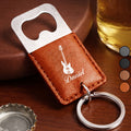 Personalized Leather Bottle Opener Keychain Custom Name Gift for Music Lovers Leather Bottle Opener Keychain GradoCreations