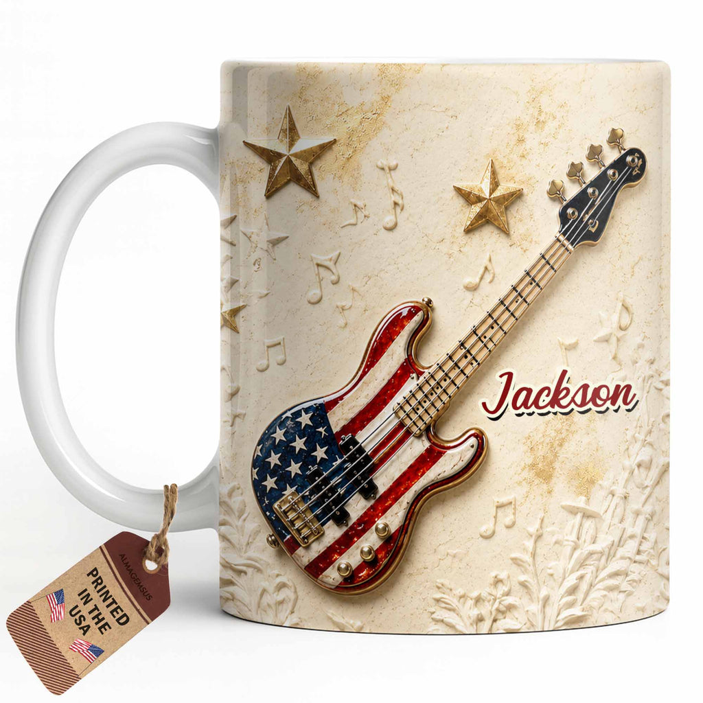 Personalized Bass Guitar Coffee Mug Custom Name Gift for Dad Edge-to-edge Mug GradoCreations