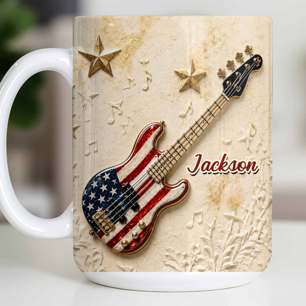 Personalized Bass Guitar Coffee Mug Custom Name Gift for Dad Edge-to-edge Mug GradoCreations