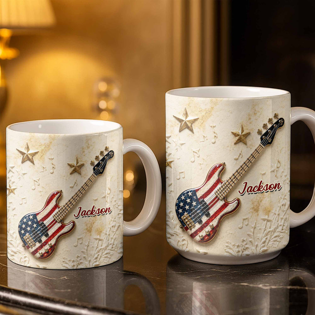 Personalized Bass Guitar Coffee Mug Custom Name Gift for Dad Edge-to-edge Mug GradoCreations