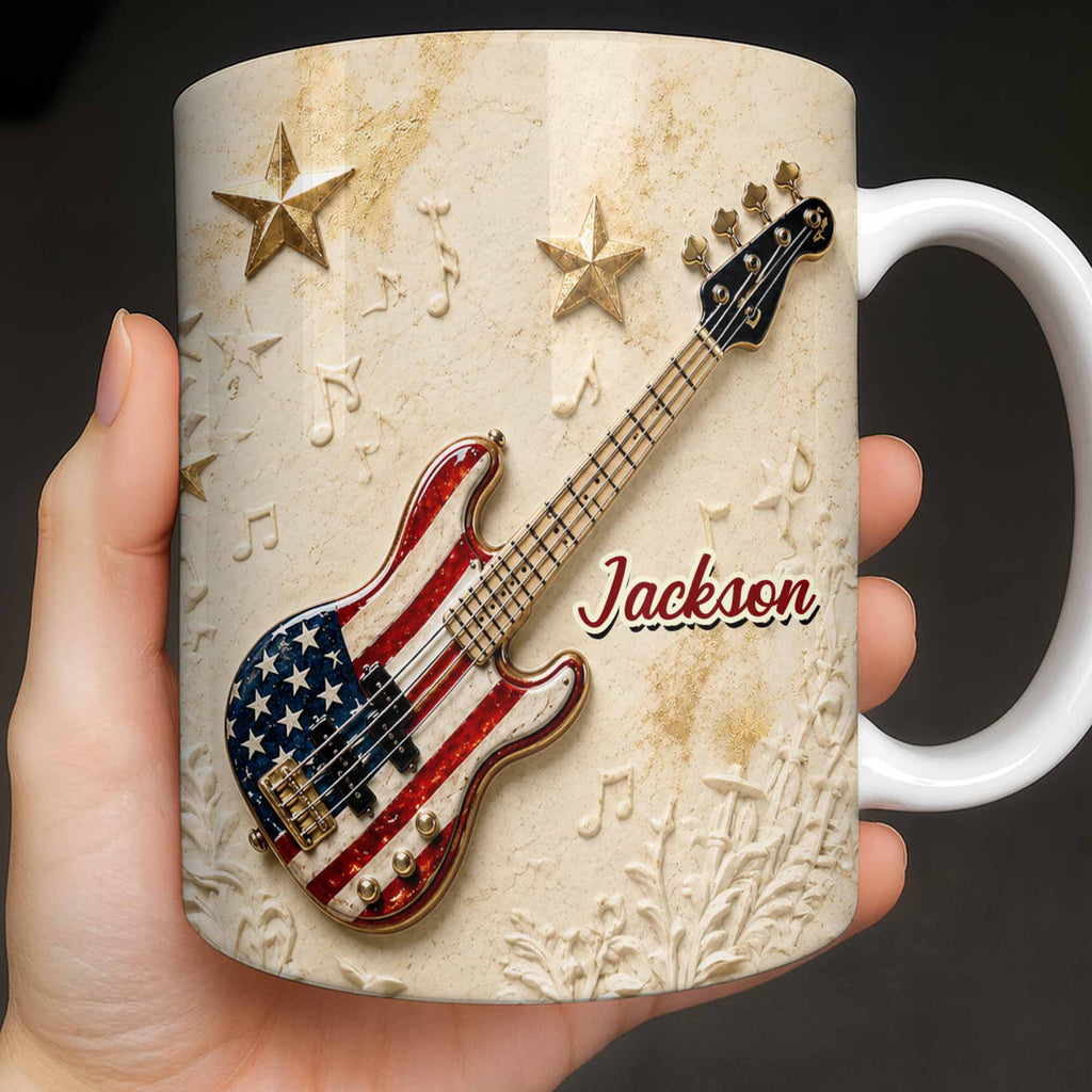 Personalized Bass Guitar Coffee Mug Custom Name Gift for Dad Edge-to-edge Mug GradoCreations
