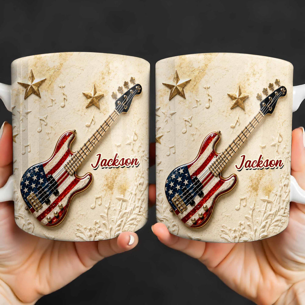 Personalized Bass Guitar Coffee Mug Custom Name Gift for Dad Edge-to-edge Mug GradoCreations