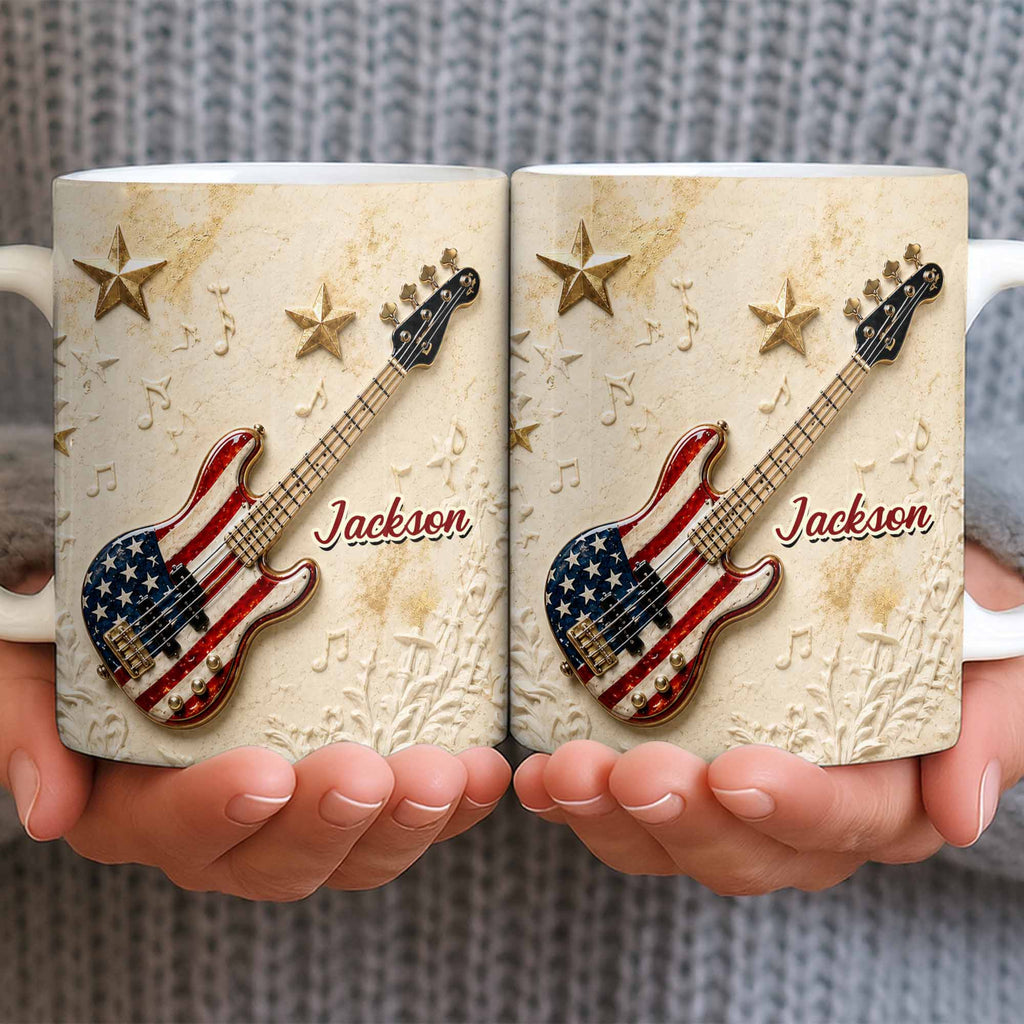 Personalized Bass Guitar Coffee Mug Custom Name Gift for Dad Edge-to-edge Mug GradoCreations