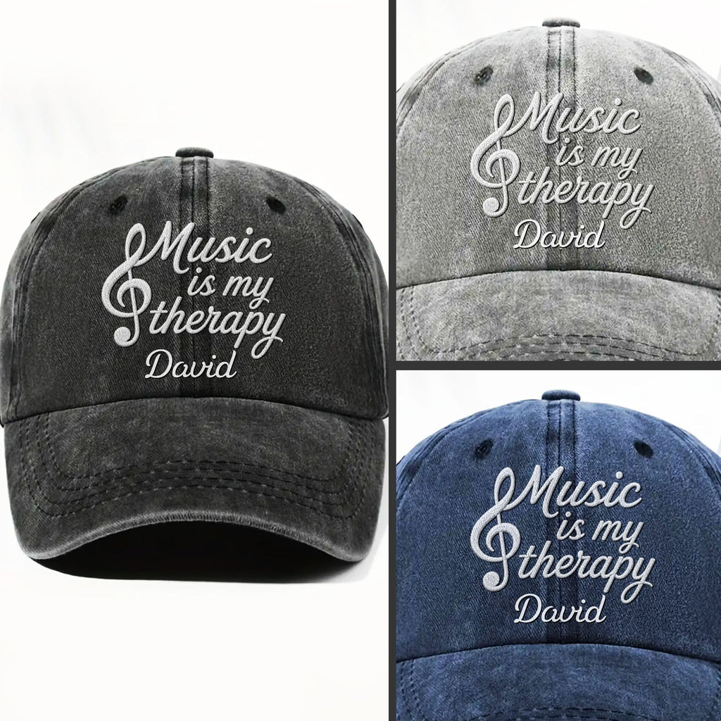 Personalized Washed Denim Cap Custom Music Gift for Him Washed Denim Cap GradoCreations