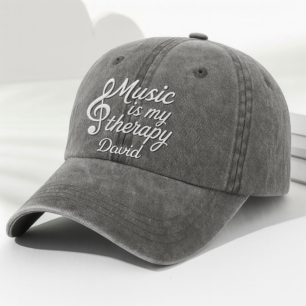 Personalized Washed Denim Cap Custom Music Gift for Him Washed Denim Cap GradoCreations