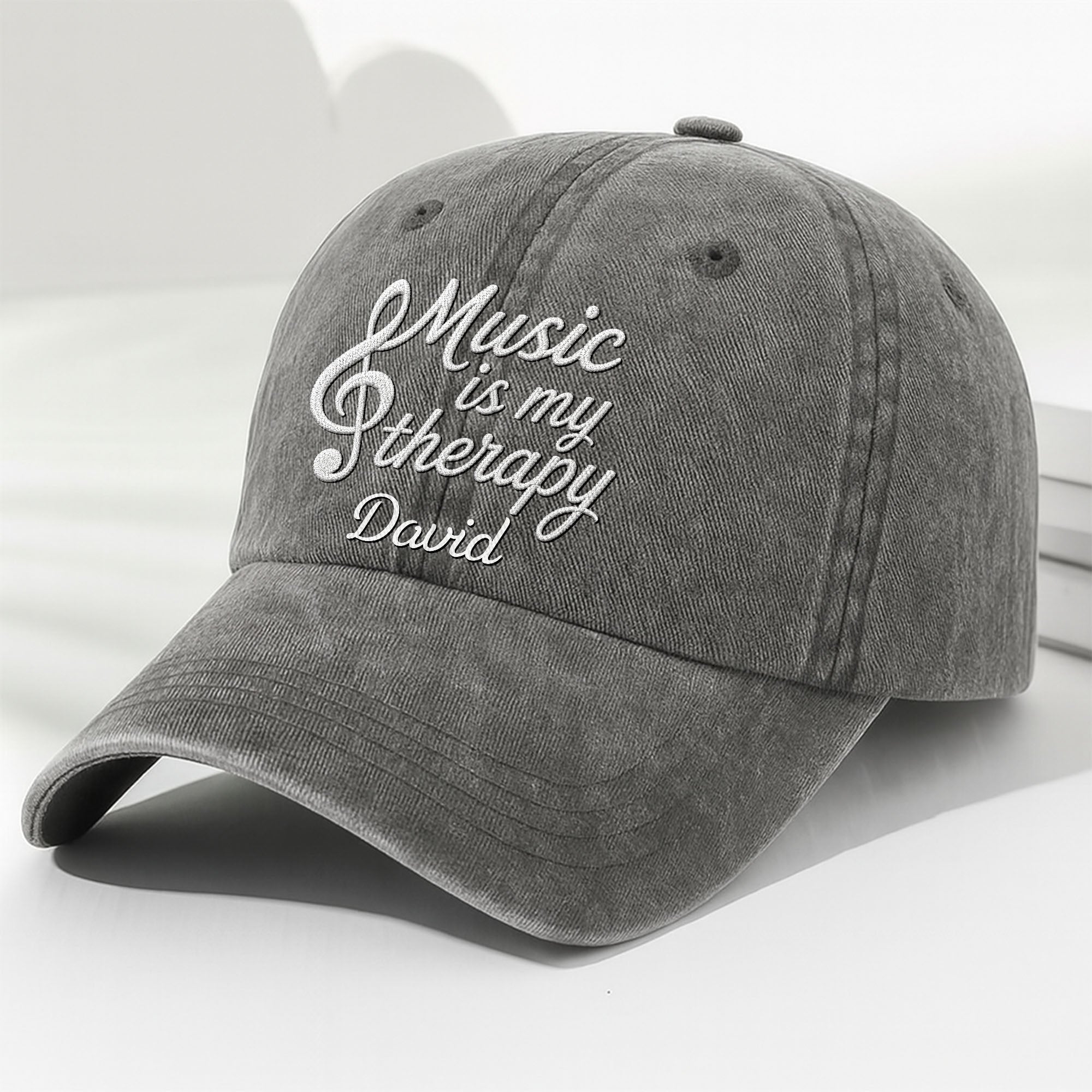 Personalized Washed Denim Cap Custom Music Gift for Him Washed Denim Cap GradoCreations