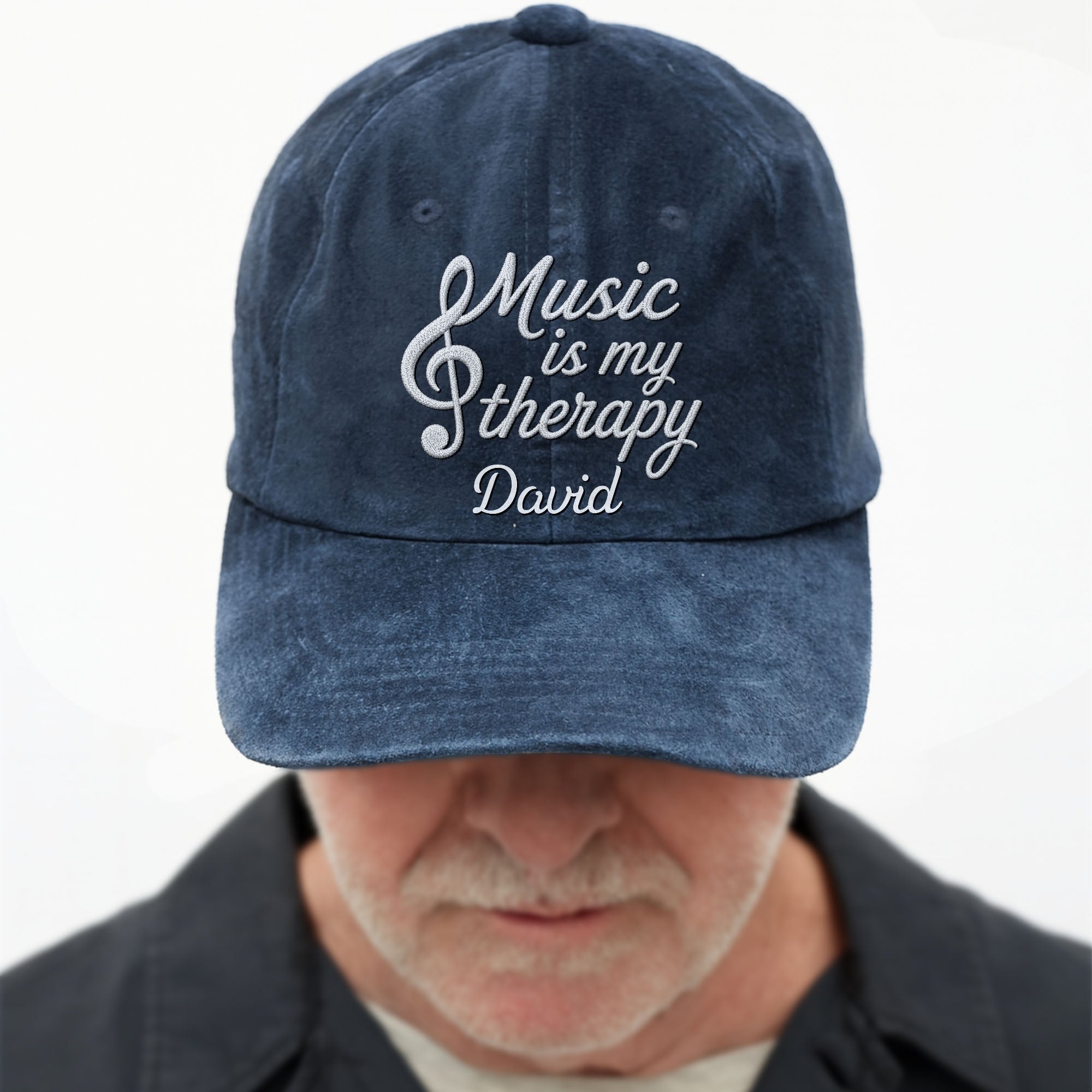 Personalized Washed Denim Cap Custom Music Gift for Him Washed Denim Cap GradoCreations