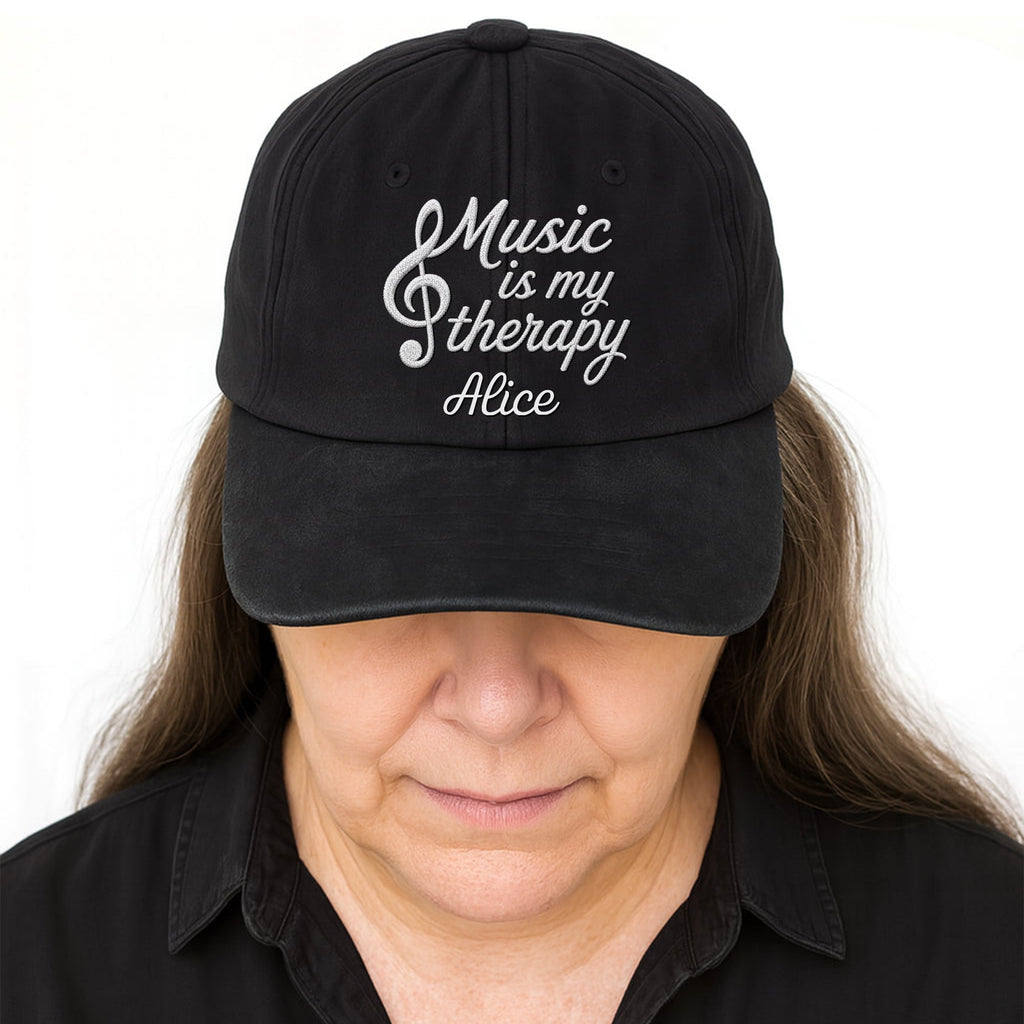 Personalized Washed Denim Cap Custom Music Gift for Him Washed Denim Cap GradoCreations