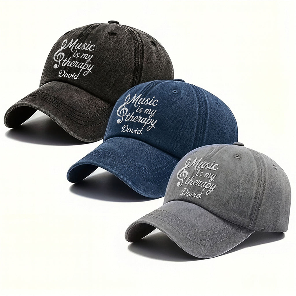 Personalized Washed Denim Cap Custom Music Gift for Him Washed Denim Cap GradoCreations