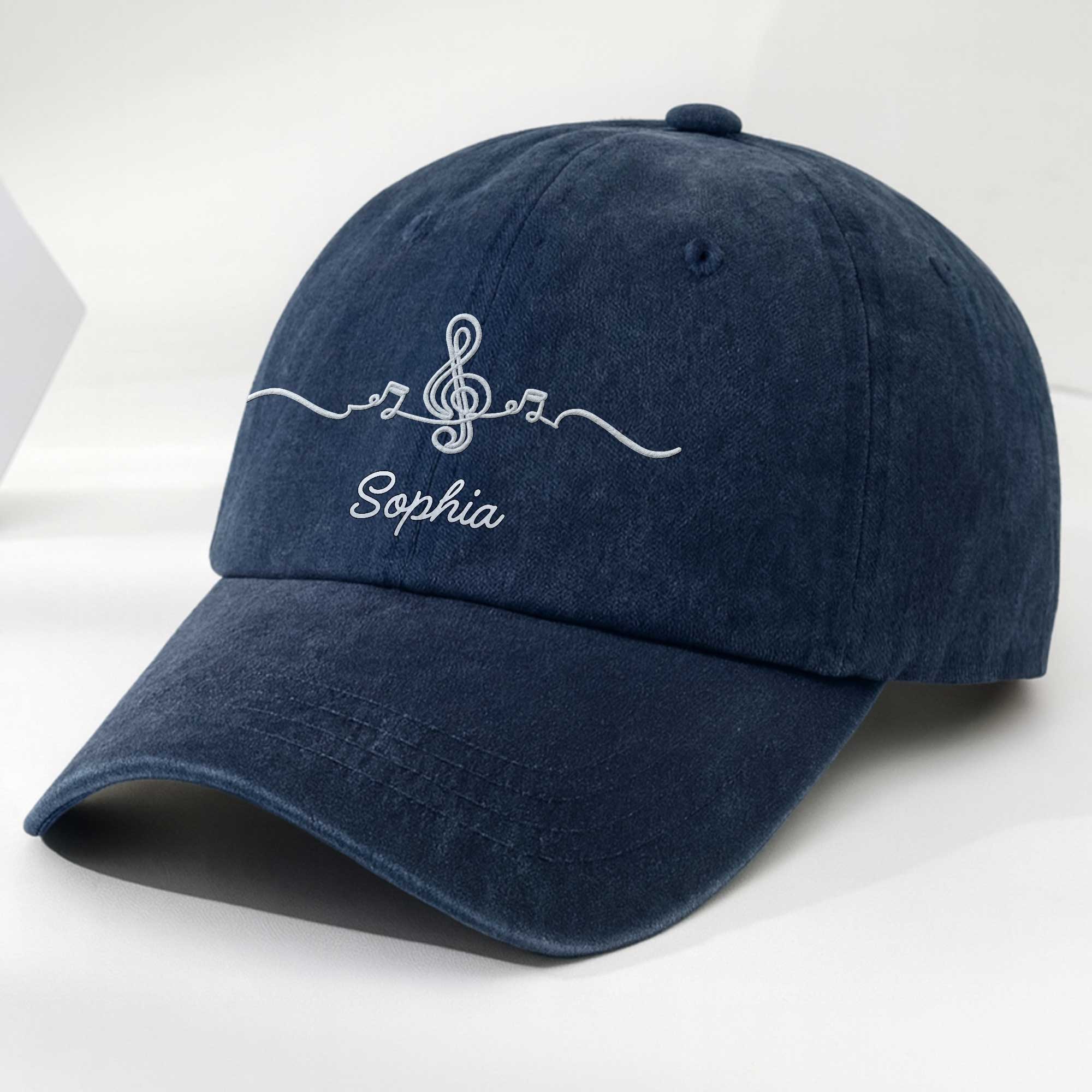 Personalized Washed Denim Cap Custom Name Music Gift for Him