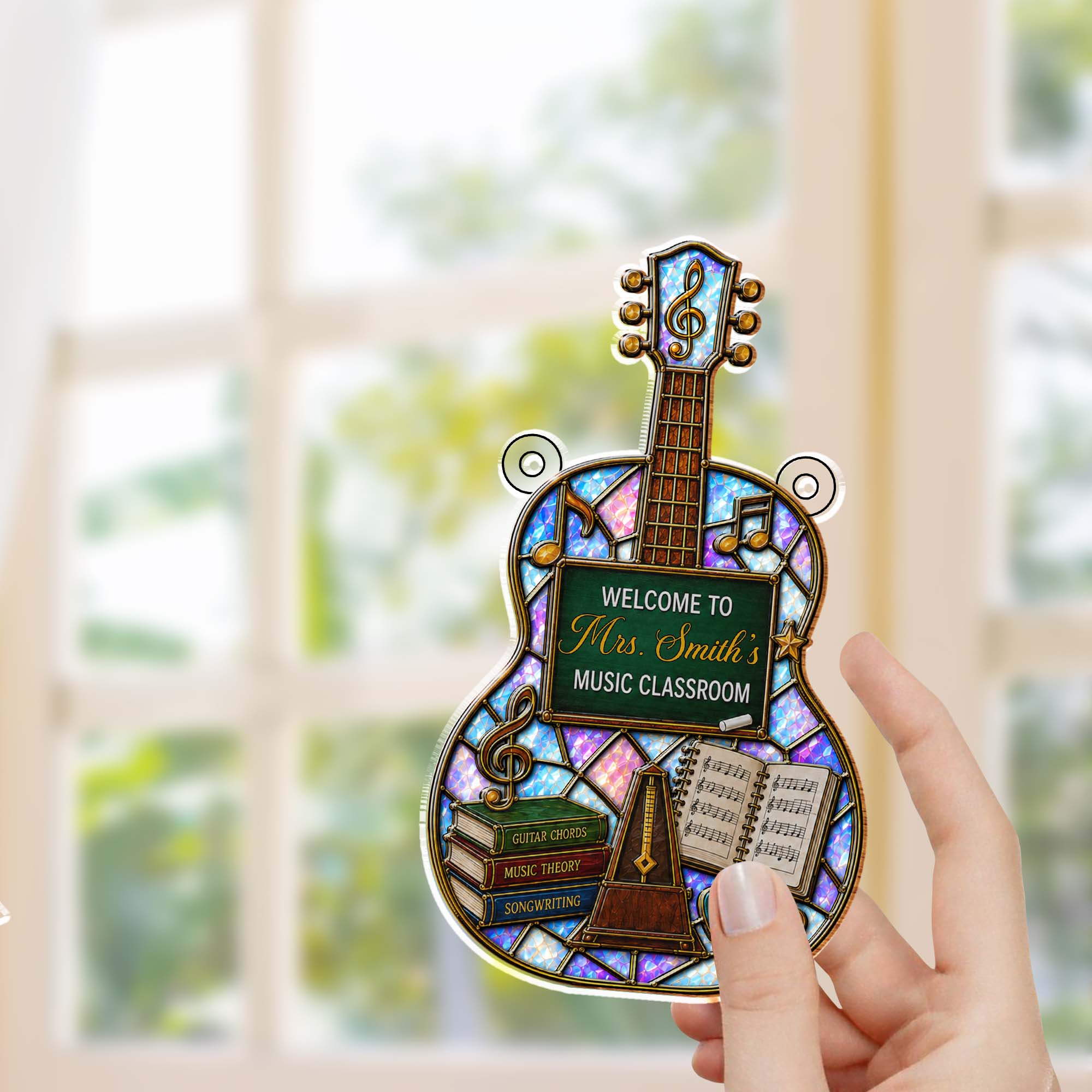 Personalized Guitar Shape Suncatcher Custom Name Music Gift