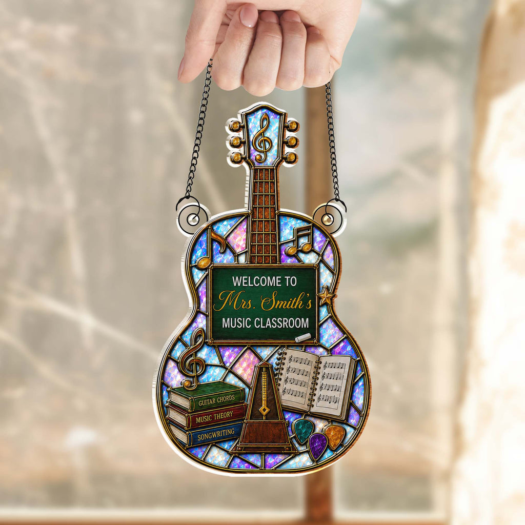 Personalized Guitar Shape Suncatcher Custom Name Music Gift
