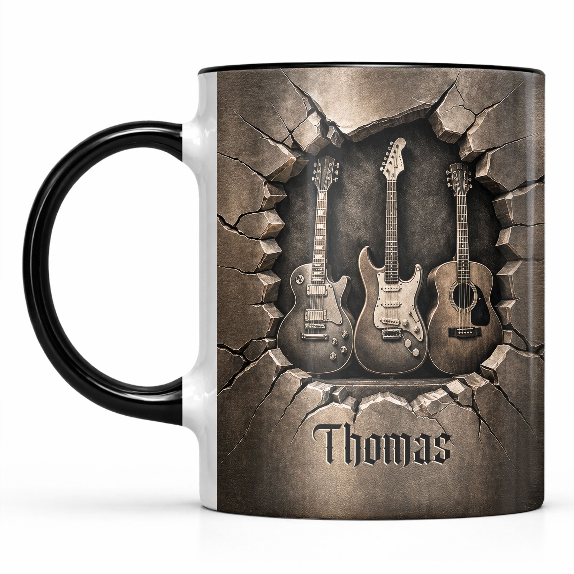 Personalized Music Accent Mug Custom Guitar Design Gift for Him Accent Mug GradoCreations