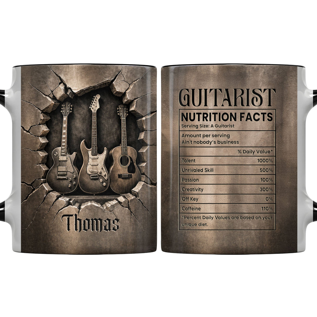 Personalized Music Accent Mug Custom Guitar Design Gift for Him Accent Mug GradoCreations