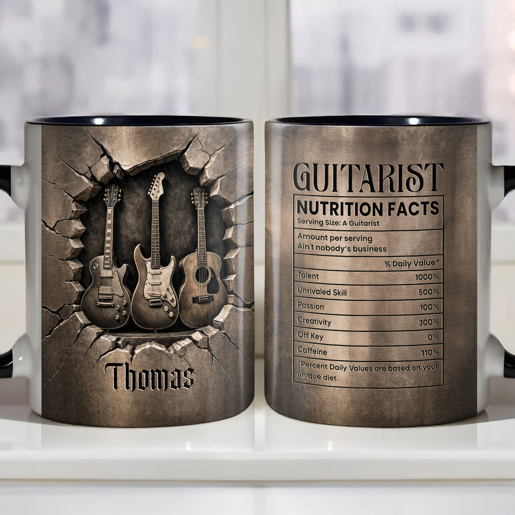 Personalized Music Accent Mug Custom Guitar Design Gift for Him Accent Mug GradoCreations