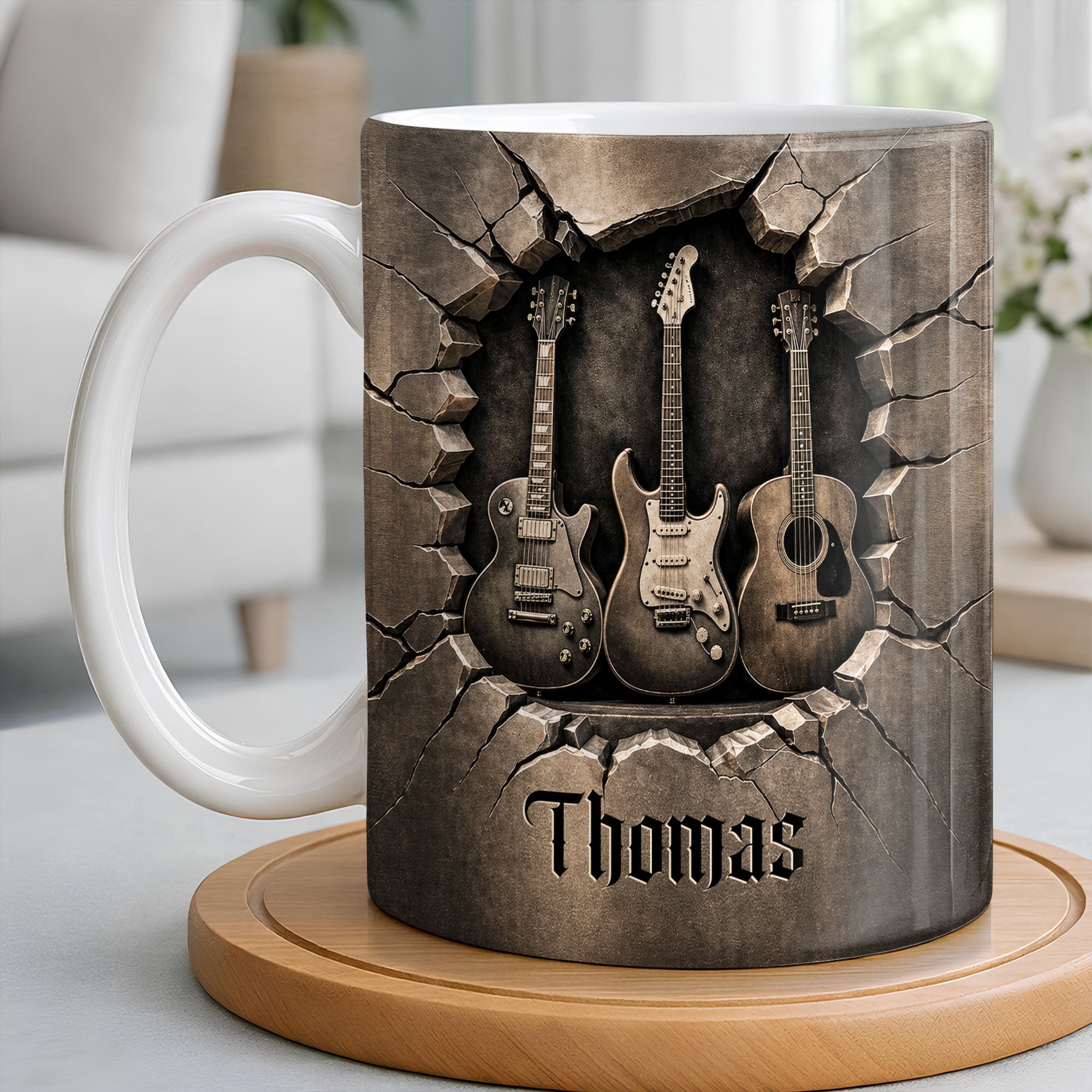 Personalized Music Mug Custom Gift for Guitar Lovers Dad Edge-to-edge Mug GradoCreations