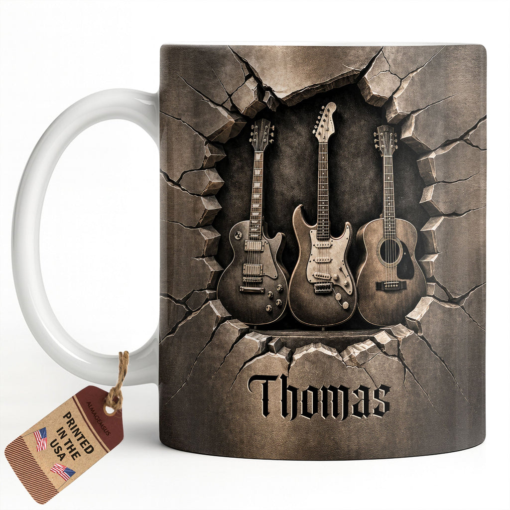 Personalized Music Mug Custom Gift for Guitar Lovers Dad Edge-to-edge Mug GradoCreations