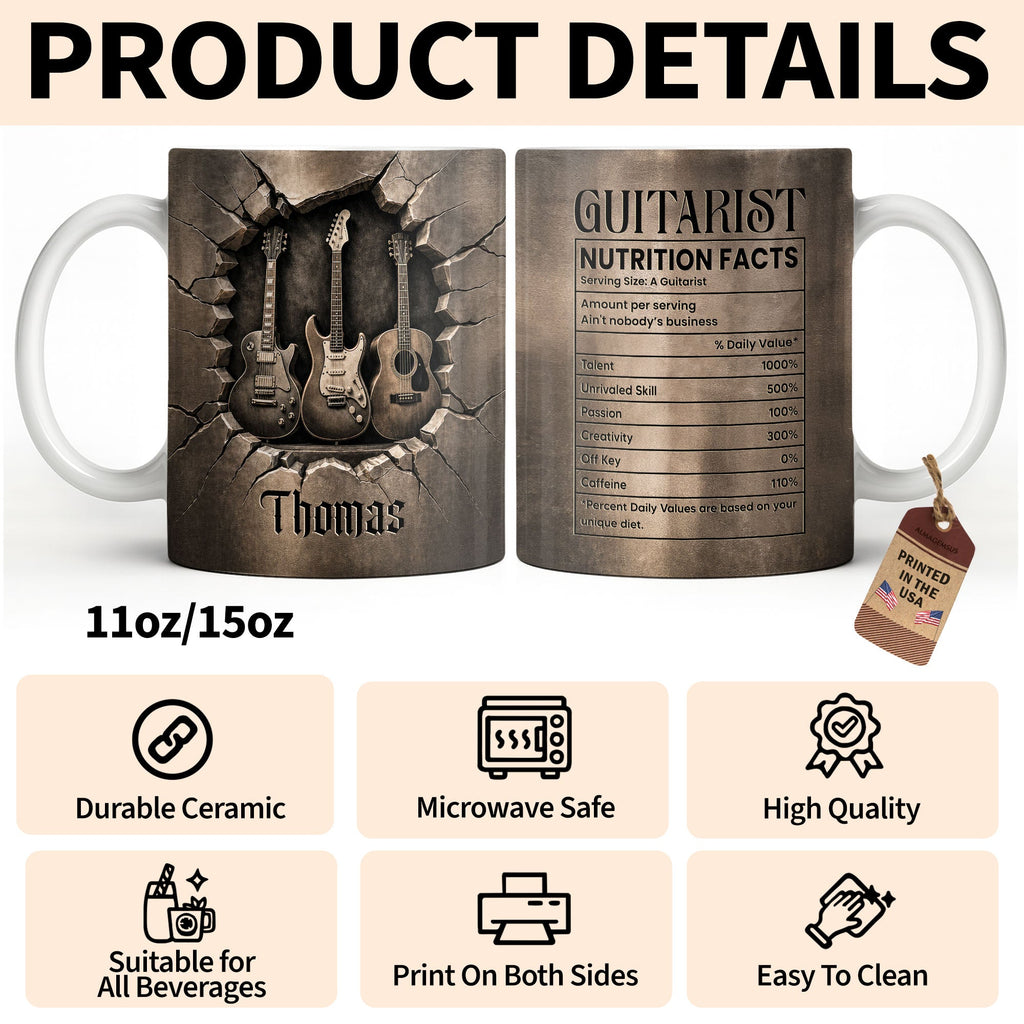 Personalized Music Mug Custom Gift for Guitar Lovers Dad Edge-to-edge Mug GradoCreations