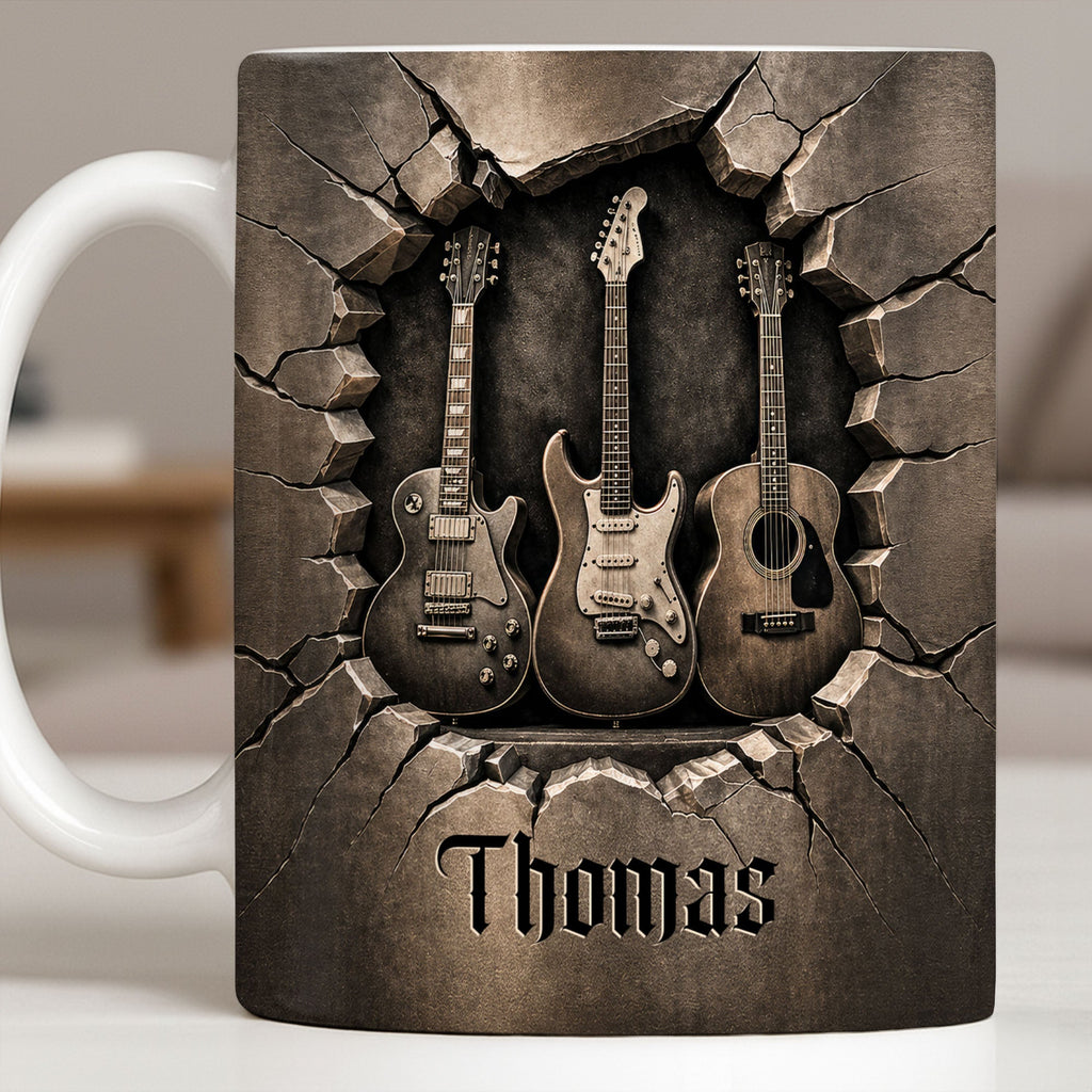 Personalized Music Mug Custom Gift for Guitar Lovers Dad Edge-to-edge Mug GradoCreations