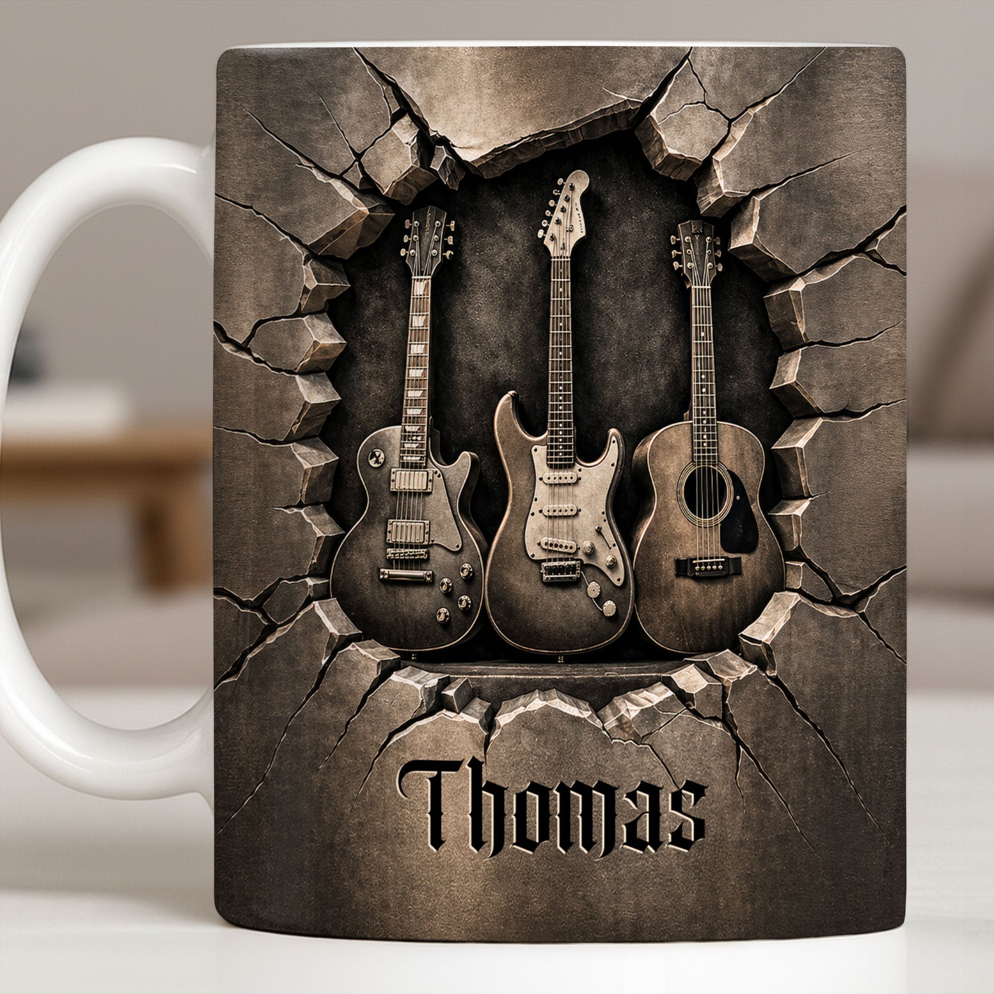 Personalized Music Mug Custom Gift for Guitar Lovers Dad Edge-to-edge Mug GradoCreations