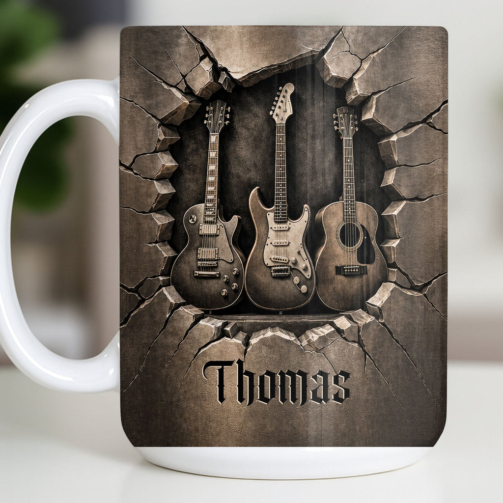 Personalized Music Mug Custom Gift for Guitar Lovers Dad Edge-to-edge Mug GradoCreations